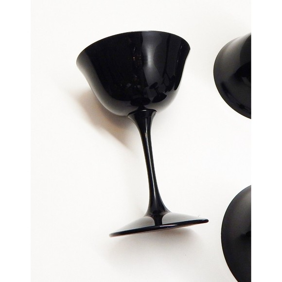 Reynolds Crystal Midnight Halo Black Champagne Wine Sherbet Stemmed Glassware 6 - Picture 8 of 9